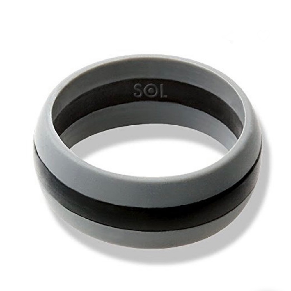 SOL Ring Light Gray with Black in the Middle Sz 10